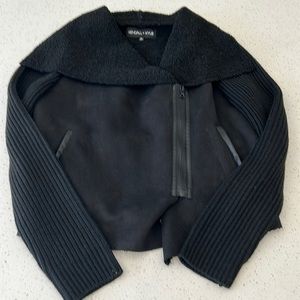Kendall and Kylie suede/cable knit jacket